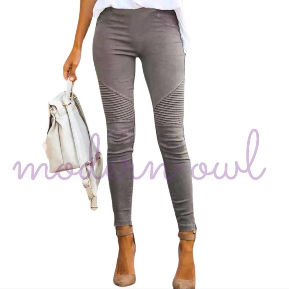 PLUS SIZE High Waisted Moto Pants